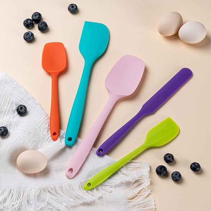 Silicone Spatula Set,5 Piece Food Grade Rubber Spatulas,Mint Green | Spatulas Silicone Heat Resistant for Baking,Cooking,and Mixing High Heat Resistant Non Stick Dishwasher Safe BPA-Free