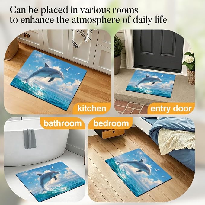 Jumping Dolphin Washer Dryer Top Cover Mat 28.35x20.47 in | Heat Resistant Cooktop Protector Mat with Non-Slip Backing, Scratch Protection and Countertop Drying Mat.