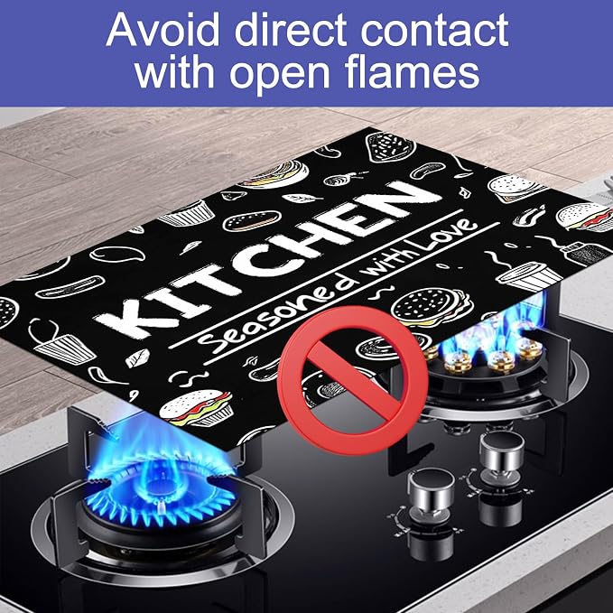 HOMETITUTE Kitchen Seasoned with Love Stove Cover 28x20 Diatomite Mat
