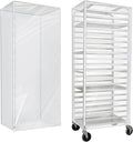 BIEAMA 20 Tier Full Size Bun Rack Cover, Commercial Bakers Racks Cover | Clear PVC Sheet Pan Rack Cover with 2 Sided Zippers, 27" L x 21" W x 64" H