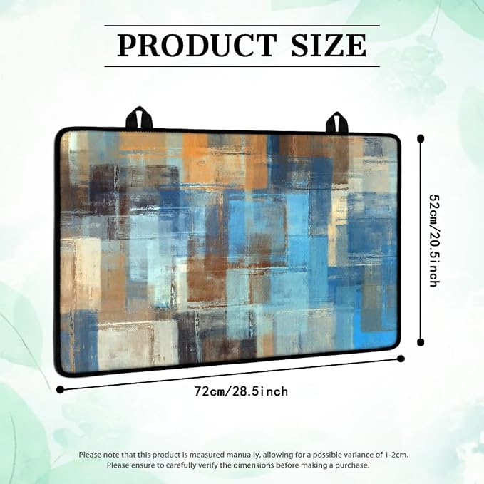 Modern Abstract Art Stove Top Covers for Electric Stove Blue Brown Gradient Painting Geometric Glass Top Gas Stove Pad Heat Resistant Range Cooktop Mat for Kitchen 28"x20"