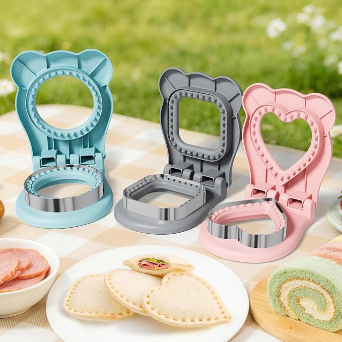 Sandwich Cutters for Kids Lunch, Breakfast Crustless Sandwich Maker | 3 Pack Sandwich Cutter and Sealer Cookie Cutter Bread Decruster Lunch Box Accessories for Kids Children Adult