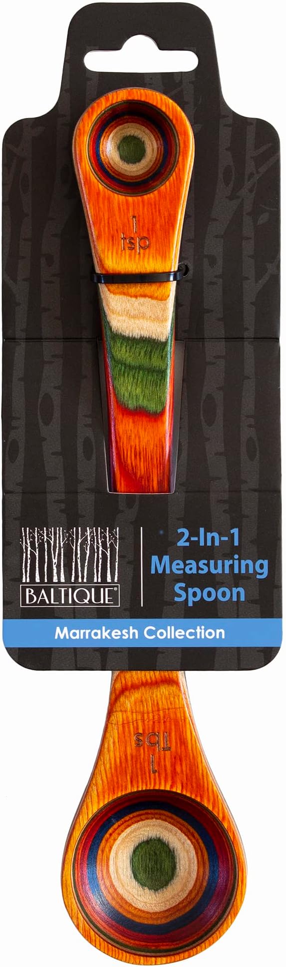 Totally Bamboo Baltique Marrakesh Collection 2 in 1 Wooden Measuring Spoon with Tablespoon and Teaspoon Measurements