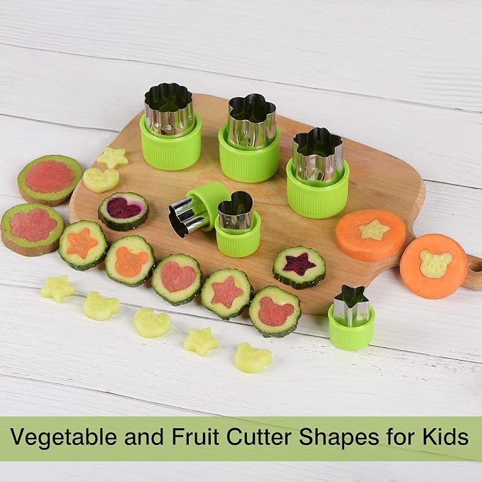 Hhyn Sandwich Cutters Set for Kids, 12 PCS | Mickey Mouse, Dinosaur, Star, Heart Shapes and Mini Vegetable Fruit Cookie Cutters Food Mold for Holiday and Party