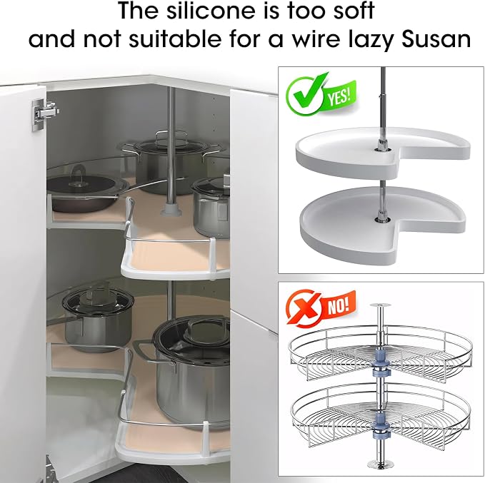Lazy Susan Shelf Liner,Silicone Lazy Susan Liners for Kitchen Turntables – Non-Slip and Heat-Resistant for Added Convenience 2PCS