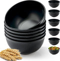 Unbreakable Cereal Bowls, 24 oz, Carbon Black, 6 Pcs | Wheat Straw Fiber, Reusable Plastic, Lightweight, For Salads Soups Ramen Noodles