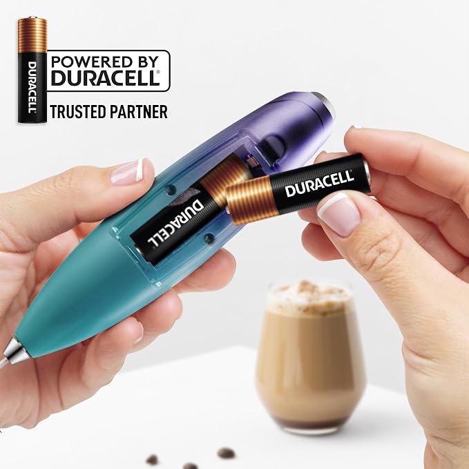 Zulay Kitchen Powerful Milk Frother Wand With Duracell Batteries - Ultra Fast Handheld Drink Mixer - Electric Whisk Foam Maker for Coffee, Lattes, Cappuccino & Matcha - Triple Whisk - Lunar Aurora