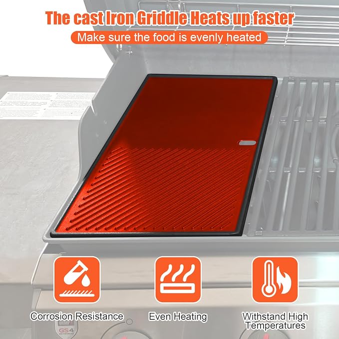 QuliMetal Reversible Griddle Replacement Parts | For Weber Genesis II/II LX 400 Series, E410, E415, E435, LX E-440 - 1 Pack