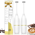 2 Pack Milk Frother Standable No Stand Needed, Battery Operated (White)