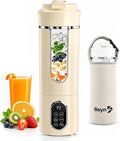 Beyn 530mL Portable Blender, Personal Smoothie Maker, USB-C Cordless, 12 Stainless Steel Blades, Leakproof Travel Cup, Digital One-Touch Self-Clean for Gym Home Office, (Yellow)