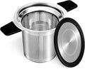 Tifanso Fine Mesh Stainless Steel Reusable Tea Infuser with Double Handles | Heat Resistant Grip, For Loose Leaf Tea Steeping, Fits Most Mugs & Cups, Rustproof Durable, Easy to Clean