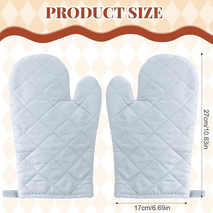Geyoga 12 Pairs Oven Mitts Heat Resistant Kitchen Long Oven Gloves Mitts Thick Cotton Winter Quilted Baking Flexible Glove Bulk for Cooking BBQ Picnic Kitchen Grilling 10.6 Inch(Grey)