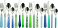 Gypsy Color Eclectic Blue & Green Mix & Match Stainless Steel Flatware Collection, Set of 16