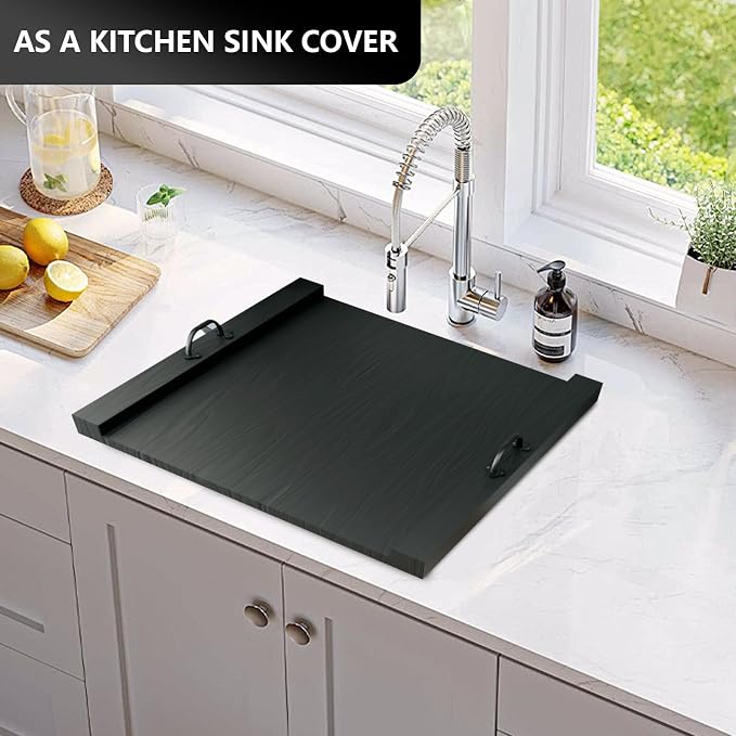 Noodle Board Stove Cover with Handle Wooden Stove Top Cover Board 29.5x22" for Electric Gas Stove Burner, Glass Range Stovetop Cover