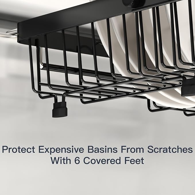 Dish Drying Rack Over The Sink with Utensil Holder | Expandable Stainless Steel Dish Drainer for Small Kitchen, Apartment, RV, Counter Space Saving, Perfect Fit, Rustproof