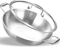 LOLYKITCH 13-Inch Stainless Steel Wok with Lid | 5.5-Quart | Dual Handles | Uncoated Tri-Ply Stir Fry Pan | Everyday Cooking Wok for Induction | Flat Bottom | PFOA-FREE | 4-5 Servings ﻿