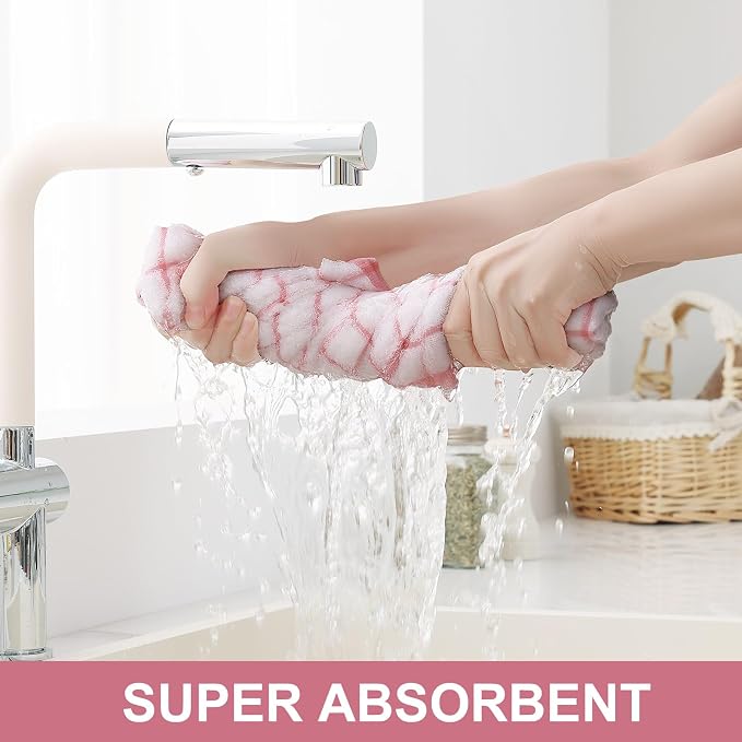 Homaxy Large Premium Cotton Kitchen Towels 16"x 28", 4 Pack, Rose | Natural Ring Spun 390 GSM Dish Towels, Super Absorbent Terry Kitchen Hand Towels, Soft Tea Towels with Hanging Loop