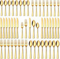 Stapava 40 Pcs Gold Silverware Set, Food-Grade Stainless Steel Flatware Sets for 8 Mirror Polished Cutlery Utensil Sets Include Dinner Knives Spoons and Forks Set Dishwasher Safe for Home Restaurant