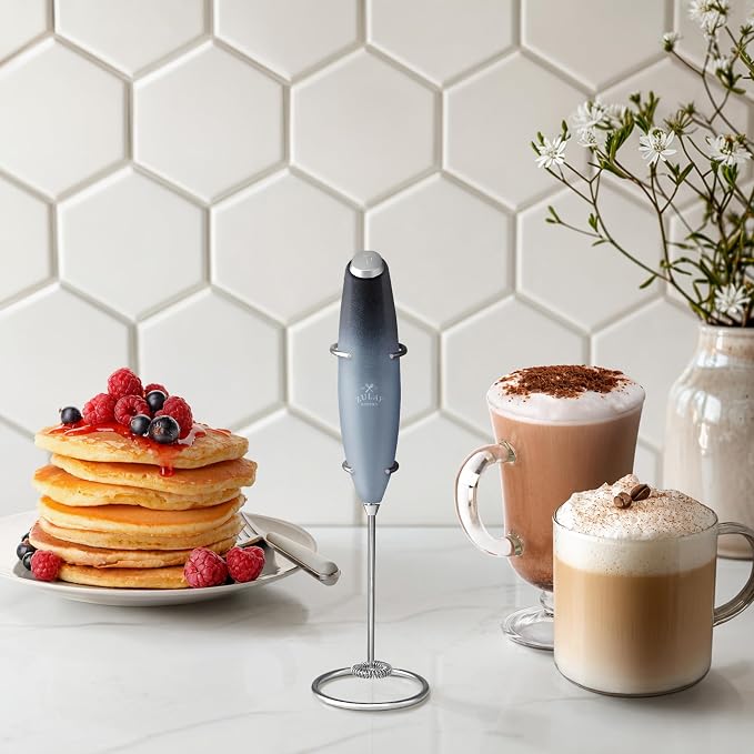 Zulay Kitchen Powerful Milk Frother Wand With Duracell Batteries - Ultra Fast Handheld Drink Mixer - Electric Whisk Foam Maker for Coffee, Lattes, Cappuccino & Matcha - Z1 Motor - Storm Blend