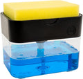 S&T INC. Dish Soap Dispenser and Sponge Holder, Matte Black | Holds 13 Fluid Ounces, Sponge Included, Anti-Slid Feet, Push to Dispense Perfect Amount of Dish Soap
