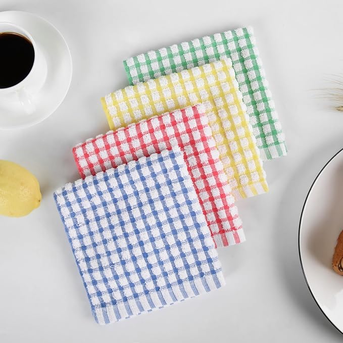 Dish Cloths for Washing Dishes, Kitchen Dish Rags, Dish Towels | Kitchen Waffle Wash cloths for Cleaning Drying Wiping, Quick Dry 100% cotton Dishcloths,12x12 inches pack 8