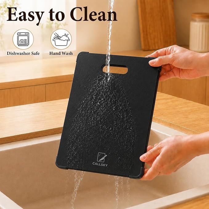 12x8 Black Tempered Glass Small Cutting Board for Kitchen Countertop | Non-Slip Corner Guards, Shatter-Resistant, Heat Resistant Non-Toxic Board