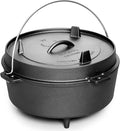 EDGING CASTING Pre-Seasoned Cast Iron Dutch Oven With Skillet Lid, Outdoor Camping Deep Pot for Camping Fireplace Cooking BBQ Baking Campfire, Leg Base, 4.5 Quart