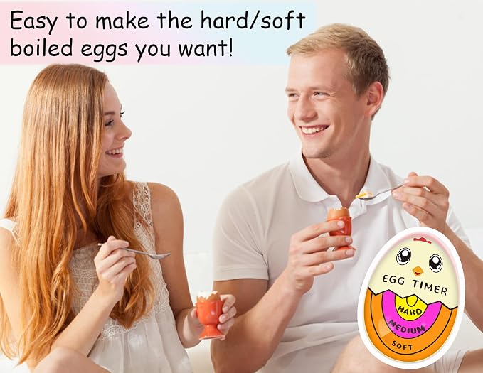 Lasubst Egg Timer for Boiling Eggs that Changes Color When Done, 2 Orange