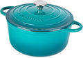 Cast Iron Dutch Oven with Lid - Non-Stick Ovenproof Enamelled Casserole Pot - Sturdy Dutch Oven Cookware - Teal, 5- Quart, 24cm- by Nuovva
