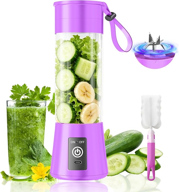Small Portable Shakes & Smoothies Blender - 13 Oz Personal Size Blender | New Upgraded 380Ml Traveling BAP Free Juice Cup in Picnic/Sprots/Office, 20000Rpm/Min Speed Convenient to Make Fresh Juice