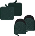 Oven Mitts and Pot Holders Set, Pack of 4, Heat Resistant Silicone Kitchen Mini Oven Mittens for 500 Degrees, Mini Oven Gloves and Hot Pads for Baking Grilling Barbecue Microwave Machine Washable