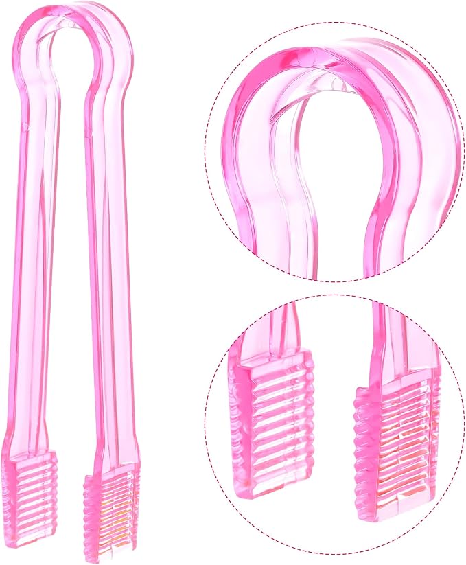 10 Pcs Plastic Buffet Serving Tongs, Clear Pink Kitchen Tongs Mini Serving Utensil Tongs for Food Ice Salad Buffet Barbecue Cookies, 6.3 Inches