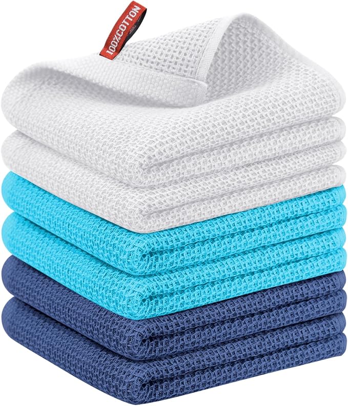 Nialnant 6 Pcs Kitchen Hand Towels, 100% Cotton,13 x 28 in | Absorbent Quick Drying Dish Towels for Washing Dishes, Super Soft Tea Towel