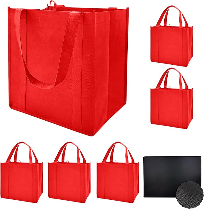 6 pack Reusable Grocery Bags,Thick Bottom-Shopping Bag for Groceries | Heavy Duty Large Shopping Totes,Reusable Bags With Handles ,Foldable,Washable ,Load Capacity Over 45 Pounds
