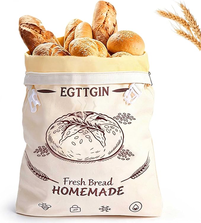 Zippered Beeswax Bread Bag, XL 17"x13" Reusable Organic Cotton Cloth Storage Bag for Homemade Sourdough Loaves, Fresh-Keeping, Freezer-Safe & Eco-Friendly (1 Pack)