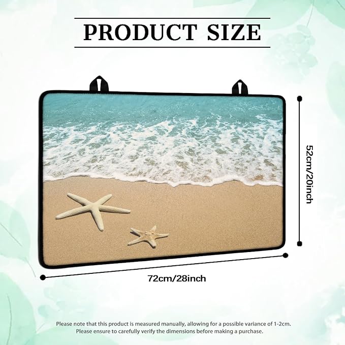 Beach Starfish Sea Stove Top Covers for Electric Stove, Coastal Sandy Seaside Glass Stovetop Cover with Lanyard Nautical Ocean Themed Countertop Protector Mat for Kitchen 28 x 20 Inch