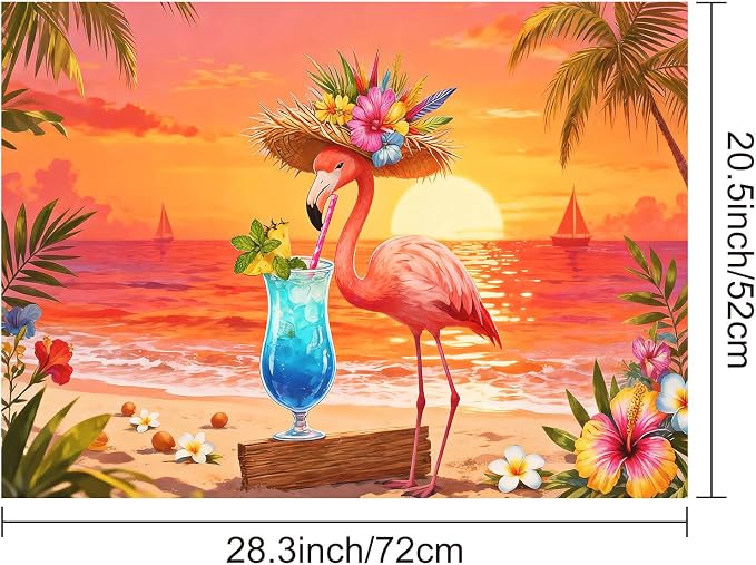 HOMETITUTE Summer Stove Top Cover 28x20 Flamingo Sunset Cocktail Heat Resistant