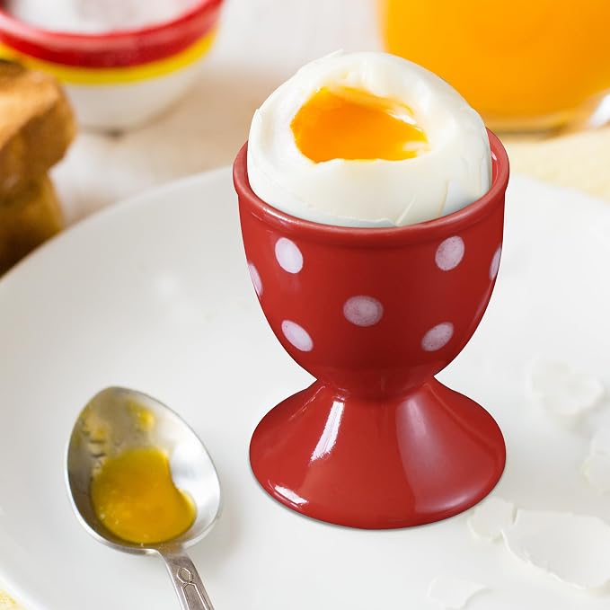 Cinf Ceramic Egg Cups, Set of 2, Red Boiled Egg Holders for Breakfast | Set of 2 ceramic egg cups, vibrant red design, easy to clean, ideal for boiled eggs, breakfast serving tables