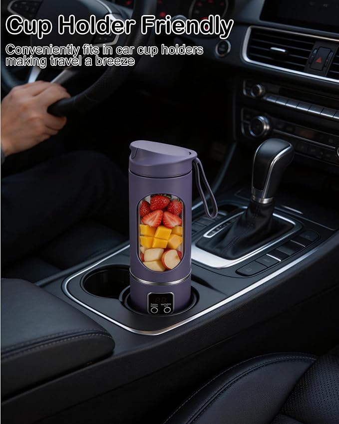 Easywave Portable Blender, Personal Electric USB, 500ml, Purple, Stainless Steel Blade, Battery Powered, 50W, Mini Blender for Blending