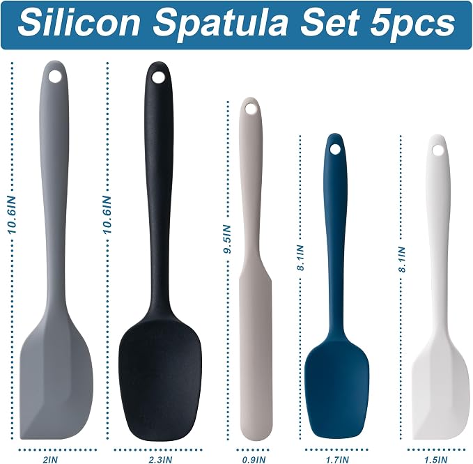 Silicone Spatula Set,5 Piece Food Grade Rubber Spatulas,Multicolor2 | Spatulas Silicone Heat Resistant for Baking,Cooking,and Mixing High Heat Resistant Non Stick Dishwasher Safe BPA-Free
