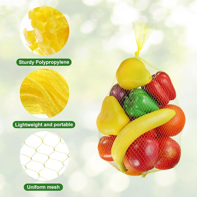 uxcell 150pcs Egg Hatching Bags, 24 Inch Mesh Nylon Netting Reusable Produce Mesh Bags Strong Stretchable Plastic Seafood Boil Bags for Fruits Vegetables Storage, Yellow