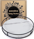 9 Inch White Wood Lazy Susan,360° Decorative Turntable for Countertop