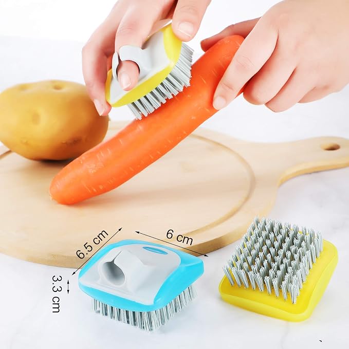 Tatuo 3 Pcs Vegetable Brush Potato Scrubber Vegetable Scrubber for Food | Flexible Bristles Kitchen Brush Silicone Hard and Soft Side Cleaning Fruit Tools for Potatoes, Carrots Kitchen Gadgets Set