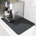 AMOAMI-Coffee Mat Hide Stain Rubber Backed Absorbent Dish Drying Mat for Kitchen Counter-Coffee Bar Accessories Fit Under Coffee Maker, Espresso Machine, Pot, Dish Rack,16"x24" Dark Grey
