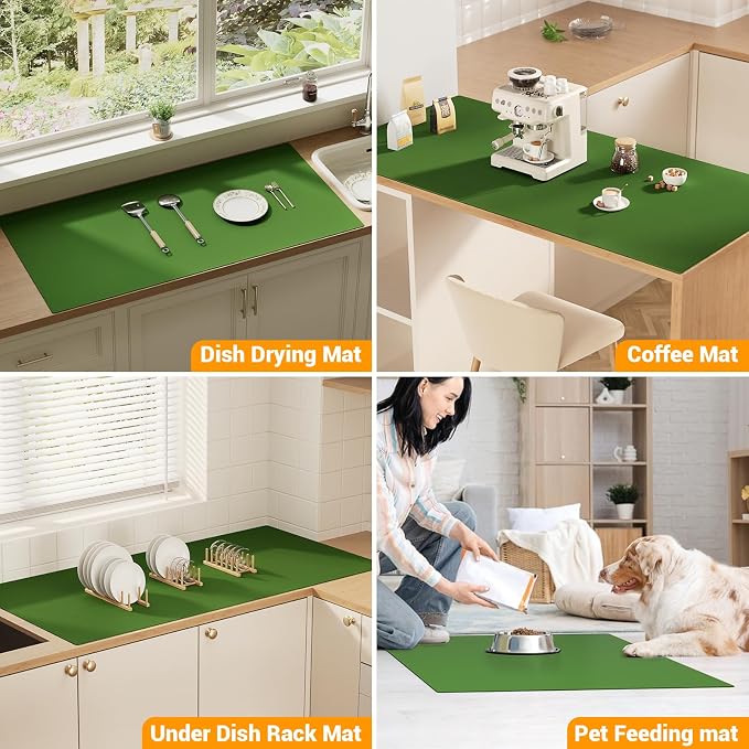 Quality Silicone Table Mat 47x24 Inch - High Heat Resistant (Lab Tested 482°F), Non-Slip Oil-Resistant Surface for Baking & DIY | Waterproof & Easy Clean (Green)