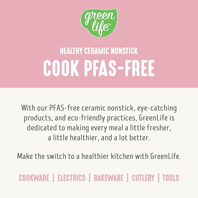 GreenLife Rice Cooker, 3-Cups Uncooked/6-Cups Cooked, Pink | PFAS-Free Ceramic Nonstick Removable Pot, One-Switch Design, Grains Multicooker, Keep Warm, Dishwasher Safe Parts, Easy Clean