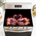 Glowing Swan Stove Top Cover 28.35x20.47 in Non Slip Mat | Heat Resistant Cooktop Protector Mat with Non-Slip Backing, Scratch Protection and Countertop Drying Mat.