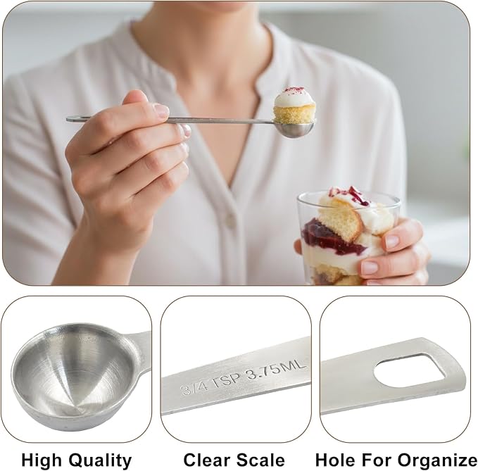 1/4 Tbsp (3/4 Tsp | 3.75 mL) Measuring Spoons, 2Pcs | Stainless Steel, For Coffee Powder, For Grains, For Loose Tea
