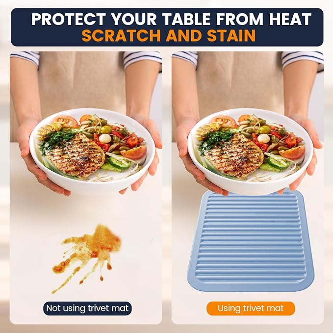 Silicone Trivet Mats 4 Heat Resistant Pot Holders Multipurpose Non-Slip Hot Pads for Kitchen Potholders, Drying mat, Jar Opener, Spoon Holder, Coaster(Bamboo Moon)