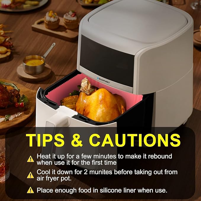 Large Silicone Air Fryer Liners Square 5-9 QT, 7.9 Inch Airfryer Liners Reusable Air Fryer Silicone Liners Pot Oven Liner Baking Tray, Air Fryer Basket Silicone Mat Bowl Air Fryer Accessories, 2 Pack